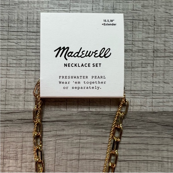 NEW MADEWELL Two-Pack Studded Freshwater Pearl Necklace Set Gold Woodrose - Picture 8 of 9